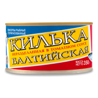 Килька Балтийская Неразделанная в Томатном Соусе Русский Рыбный Мир ж/б 350г Килька Балтийская Неразделанная в Томатном Соусе Русский Рыбный Мир ж/б 350г