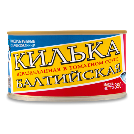 Килька Балтийская Неразделанная в Томатном Соусе Русский Рыбный Мир ж/б 350г