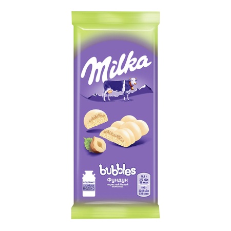 Шоколад Milka Bubbles Бел Пористый Фундук 79гр Кнврт