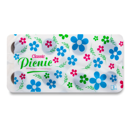 Бумага Туалетная Picnic Classic 2-слойная 8 Рулонов гр/уп