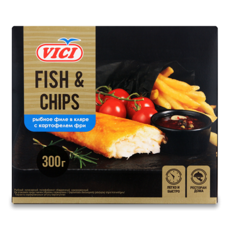 Рыбное Филе в Кляре с Картофелем Фри Замороженные fish&chips Vici к/у 300г