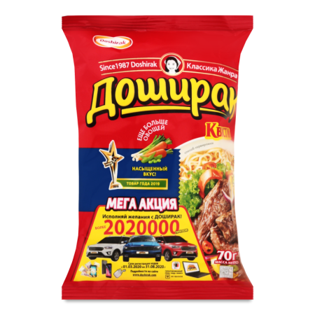 Лапша Быстрого Приготовления со Вкусом Говядины Квисти Доширак м/у 70г