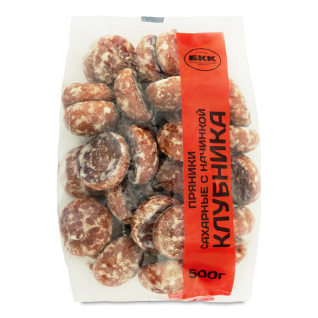 Пряники Заварные Глазированные с Начинкой Клубника Сахарные Бкк м/у 0.5кг