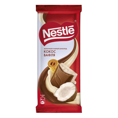 Шоколад Nestle мол/бел кокос/вафля 82гр фл/п