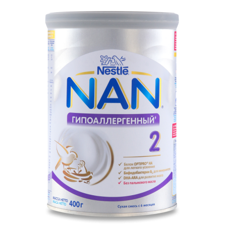 Смесь Nan Optipro Гипоаллергенный #2 с 6мес 400гр ж/б