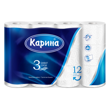 Бумага Туалетная Карина 3сл 12шт гр/уп