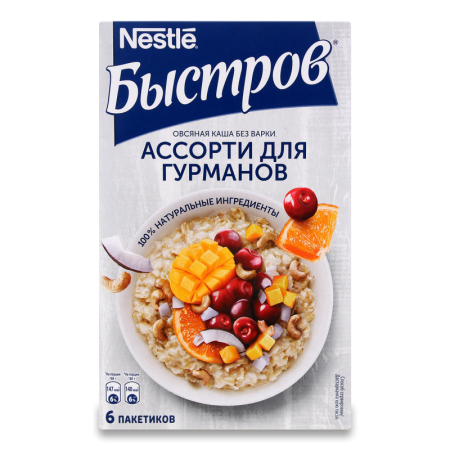 Каша Nestle Быстров Овсяная Ассорти д/гурманов 6 Пак 228гр Кор