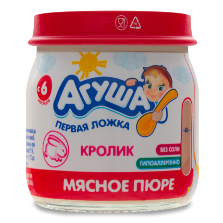Пюре Мясное Для Детей от 6мес Кролик Агуша с/б 80г