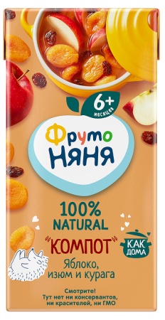 Компот Фрутоняня из Яблок Изюма и Кураги 6мес+ 0,2л Tba