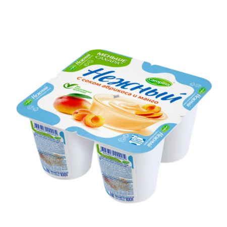 Йогурт Campina Нежный с Соком Абрикоса и Манго 1,2% 100гр гр/уп
