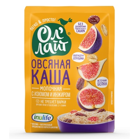 Каша ол'лайт овсяная/молочная изюм/инжир 40гр Саше