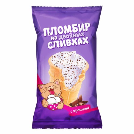 Мороженое Пломбир на Двойных Сливках Шоколадная Крошка Вафельный Стакан 70 гр Мороженое Пломбир на Двойных Сливках Шоколадная Крошка Вафельный Стакан 70 гр