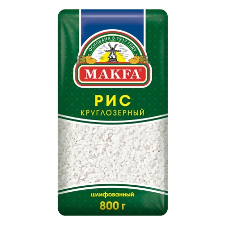 Рис Makfa Круглозерный Шлифованный 800гр фл/п