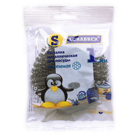 Мочалка Scrabber Металлическая д/посуды Плетеная 1шт Пак