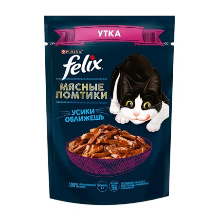 Корм Felix д/кошек Мясные Ломтики Утка 75гр д/п