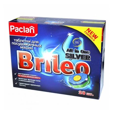 Таблетки Paclan Brileo д/посуд Машин 28шт Кор