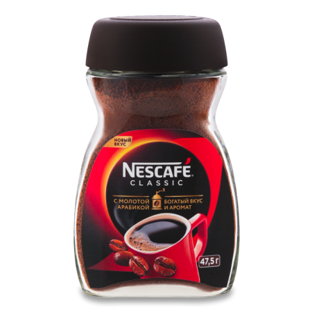 Кофе Натуральный Растворимый с Добавлением Жареного Молотого Classic Nescafe с/б 47.5г