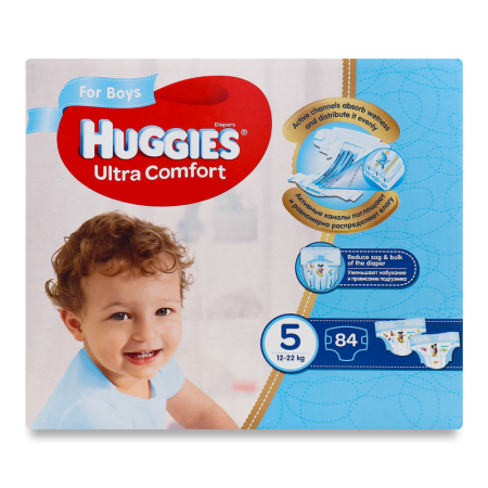 Подгузники Huggies Ultra Comfort д/мальчиков 5 12-22кг 84шт Кор