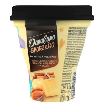 Коктейль Йогуртный 5.2% с Белым шоколадом, Пеканом и Пряной Корицей shake&go Даниссимо ст 260г