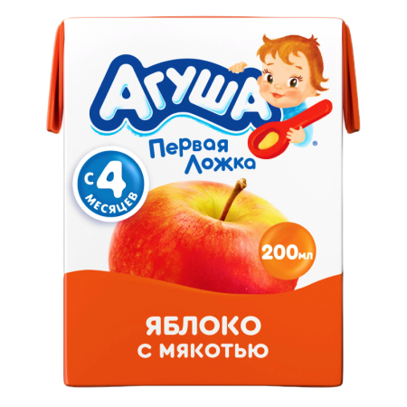 Сок Для Детей от 4мес с Мякотью Яблоко Агуша т/п 200мл