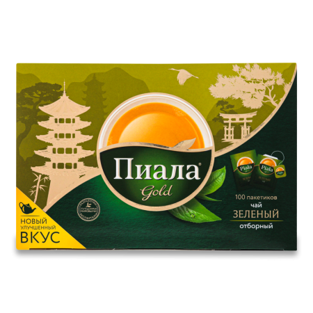 Чай Пиала Gold Зел 100пак Кор