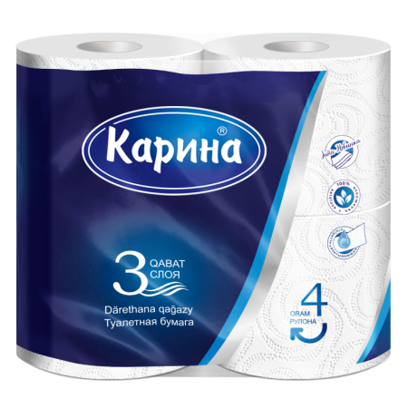 Бумага Туалетная Карина 3сл 4шт гр/уп Бумага Туалетная Карина 3сл 4шт гр/уп