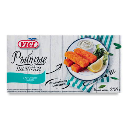 Палочки Рыбные в Хрустящих Сухарях Замороженные Vici к/у 250г
