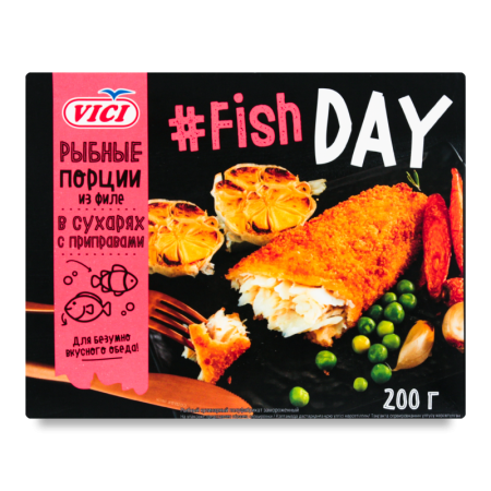 Порции Рыбные из Филе в Сухарях с Приправами Замороженные Fish Day Vici к/у 200г