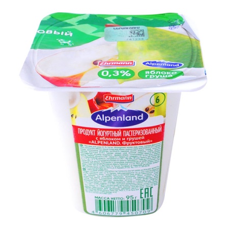 Продукт Йогуртный Alpenland с Яблоком и Грушей 2,5% 95гр Стак Продукт Йогуртный Alpenland с Яблоком и Грушей 2,5% 95гр Стак