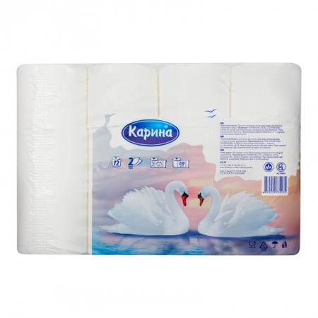 Бумага Туалетная 2-слойная Белоснежка Карина 12шт