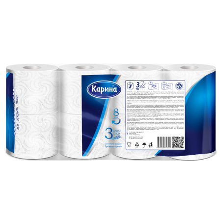 Бумага Туалетная Карина 3сл 8шт гр/уп Бумага Туалетная Карина 3сл 8шт гр/уп