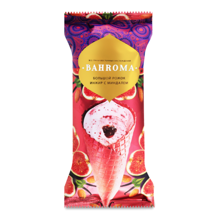Мороженое 10% Сливочное Большой Рожок Инжир с Миндалем Bahroma м/у 105г