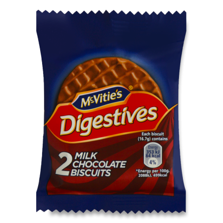Печенье из Цельнозерновых Злаков Покрытое Молочным Шоколадом Digestives to go mcvitie`s м/у 33.3г