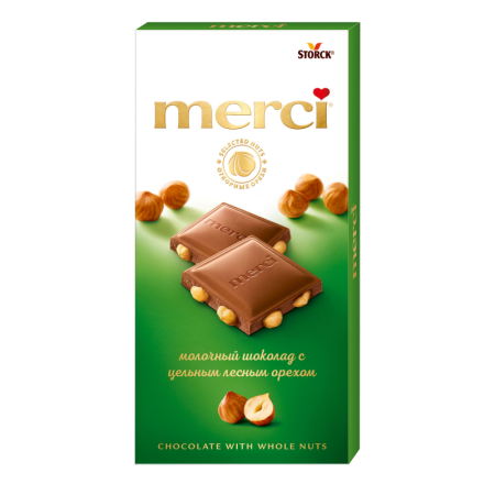 Шоколад Merci Молочный с Лесным Орехом 100гр Кор Шоколад Merci Молочный с Лесным Орехом 100гр Кор
