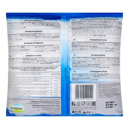 Шампиньоны Резанные Быстрозамороженные Bauer м/у 400г