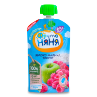 Пюре Фруто Няня яблоко/малина/творог 6+ 90гр д/п