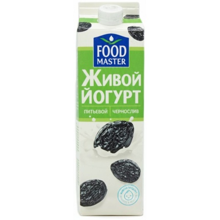 Йогурт Foodmaster Живой Питьевой Чернослив 2% 900гр Trx