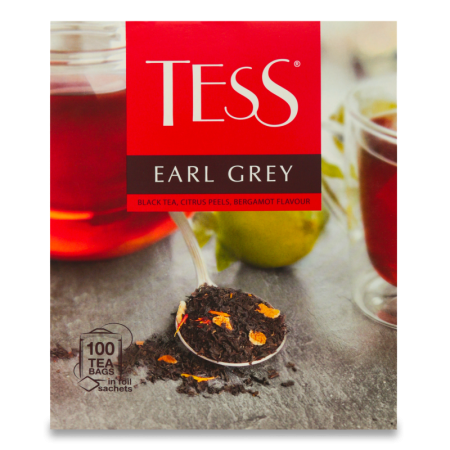 Чай Черный Байховый с Ароматом Бергамота и Растительными Компонентами Earl Grey Tess к/у 100х1.8г Чай Черный Байховый с Ароматом Бергамота и Растительными Компонентами Earl Grey Tess к/у 100х1.8г