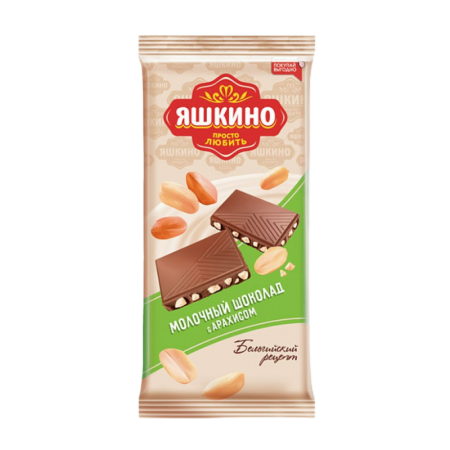 Шоколад Яшкино Молочный с Арахисом 90гр фл/п