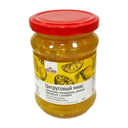 Протёртый с Сахаром Всё в Дом Цитрусовый Микс 280гр с/б