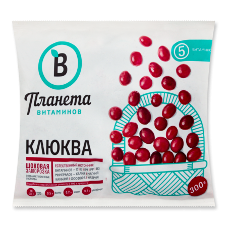 Клюква Быстрозамороженная Планета Витаминов м/у 300г