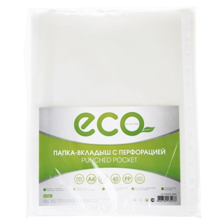 файл-вкладыш Hatber Eco с Перфорацией Прозрачное Теснение а4 40мкм фл/п