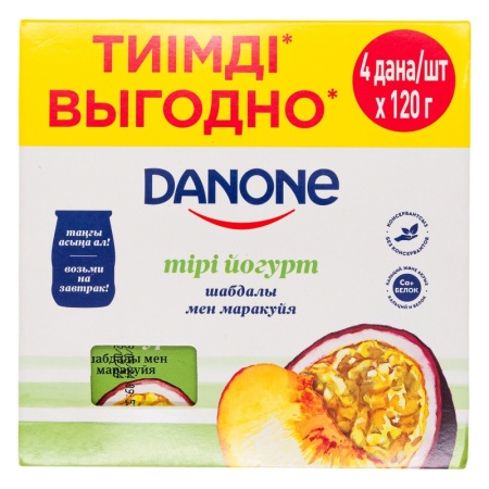 Йогурт Danone Персик Маракуйя 2,5% 4/120гр гр/уп