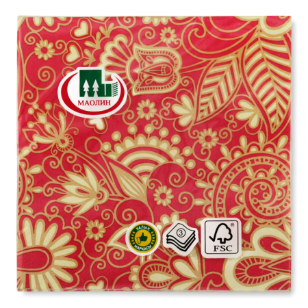 Салфетки Бумажные Трехслойные с Орнаментом Маолин 20шт