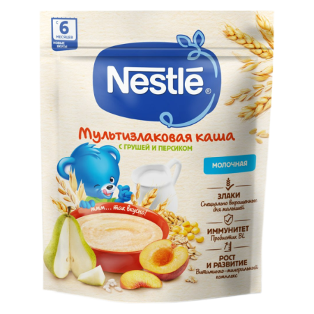 КАША NESTLE МУЛЬТИЗЛАКОВАЯ С ГРУШЕЙ И ПЕРСИКОМ МОЛ С 6МЕС 200ГР СТАБ/Б