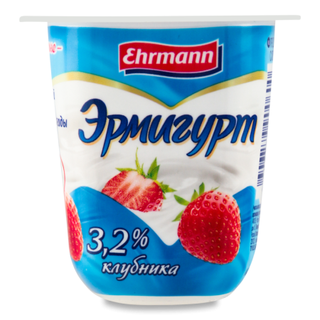 Продукт Йогуртный 3.2% Пастеризованный с Клубникой Эрмигурт Ehrmann ст 100г