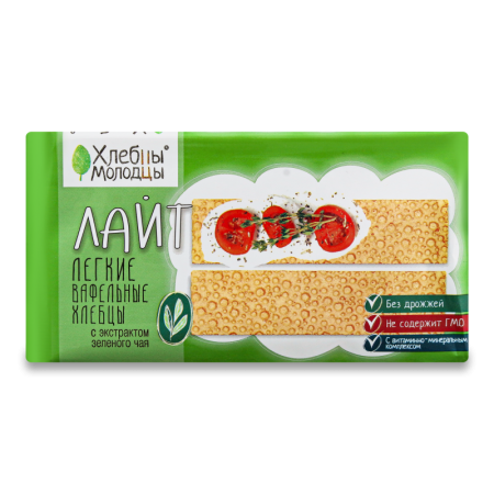 Хлебцы Молодцы Лайт Вафельные с Экстрактом Зеленого Чая фл/п