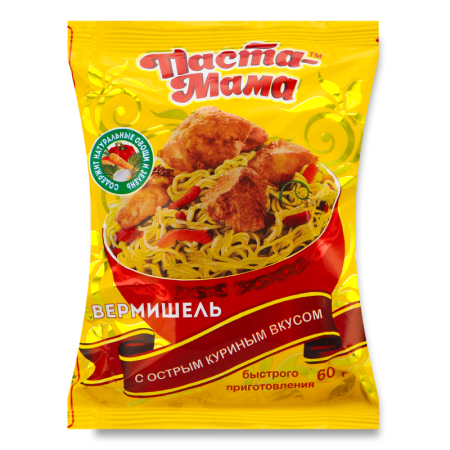 Вермишель Быстрого Приготовления с Острым Куриным Вкусом паста-мама м/у 60г