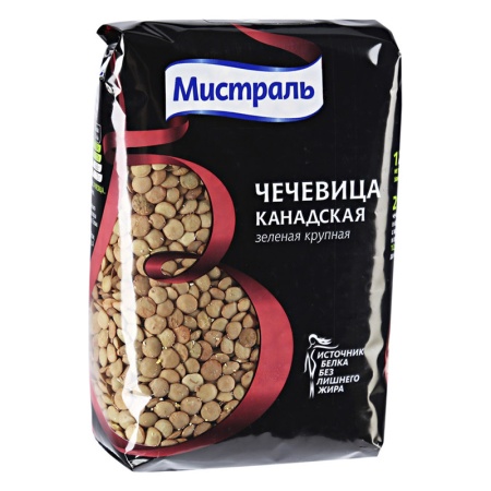 Чечевица Мистраль Зеленая Крупная 450гр п/п