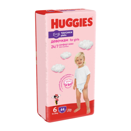 трусики-подгузники Huggies 6 16-22кг д/девочек 44шт гр/уп